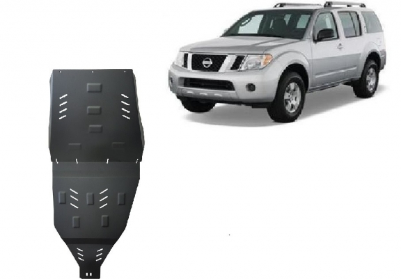 Steel gearbox and differential skid plate for Nissan Pathfinder