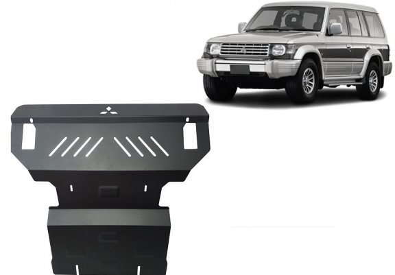Steel skid plate for the protection of the engine and the radiator for Mitsubishi Pajero 2 
