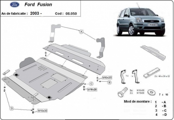 Steel skid plate for Ford Fusion