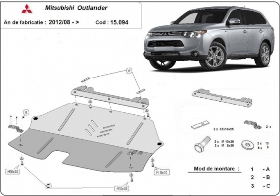 Steel skid plate for Mitsubishi Outlander