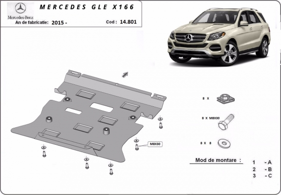 Steel skid plate for Mercedes GL X166