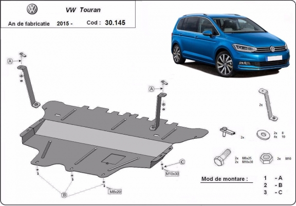 Steel skid plate for VW Touran - manual gearbox