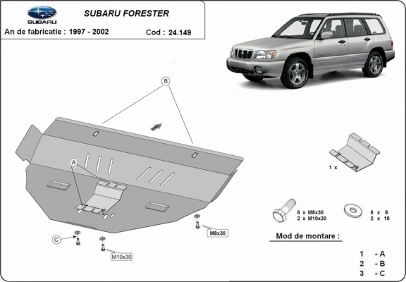 Steel skid plate for Subaru Forester 1