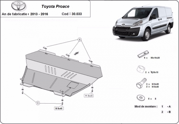 Steel skid plate for Toyota Proace
