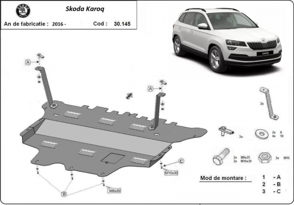 Steel skid plate for Skoda Karoq - manual gearbox