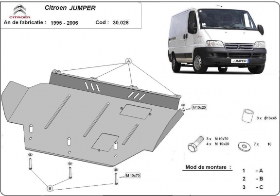 Steel skid plate for Citroen Jumper