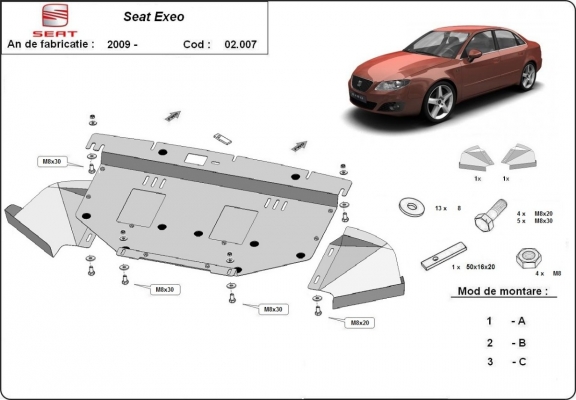 Steel skid plate for Seat Exeo