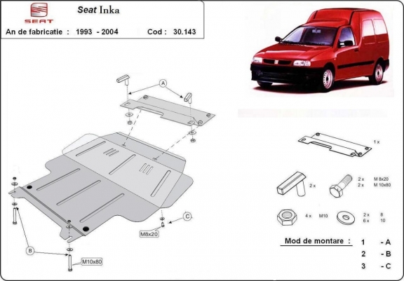 Steel skid plate for Seat Inca
