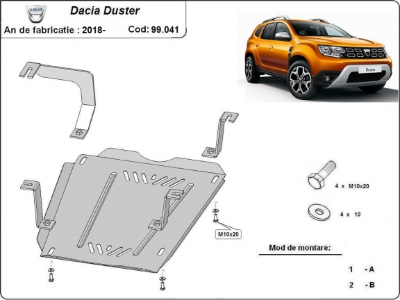 Steel fuel tank skid plate  for Dacia Duster