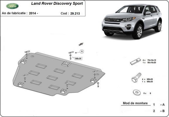 Steel skid plate for Land Rover Discovery Sport