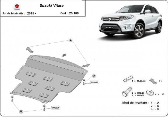 Steel skid plate for Suzuki Vitara