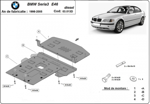 Steel skid plate for BMW Seria 3 E46 - Diesel