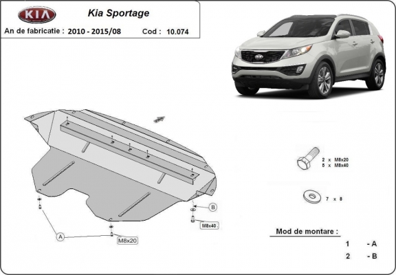 Steel skid plate for Kia Sportage
