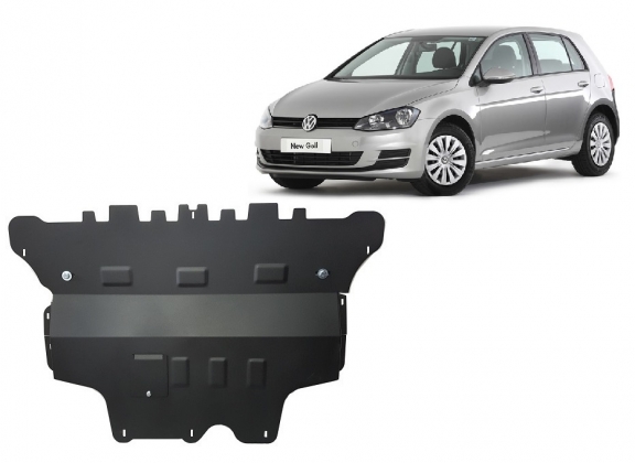 Steel skid plate for the protection of the engine and the gearbox for VW Golf 7 - automatic gearbox