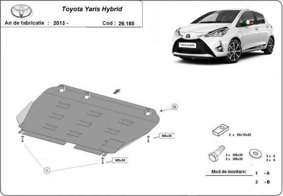 Steel skid plate for Toyota Yaris XP150