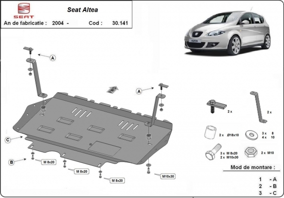 Steel skid plate for Seat Altea