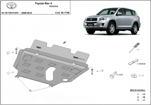 Steel skid plate for Toyota RAV 4 petrol