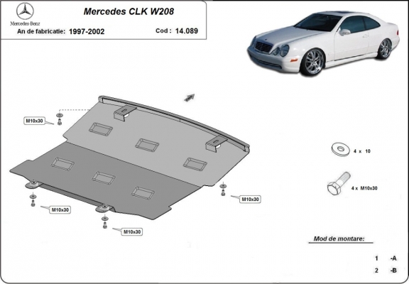 Steel skid plate for Mercedes CLK W208