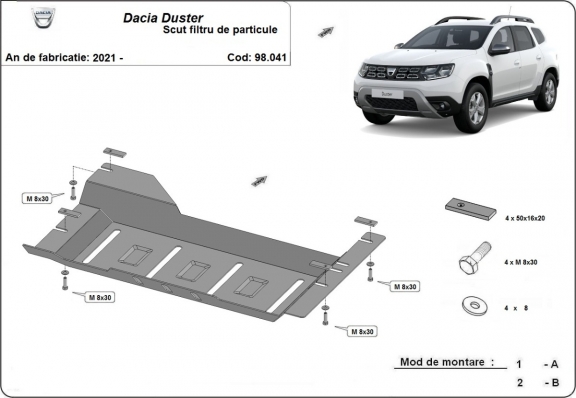 Steel DPF skid plate  for Dacia Duster