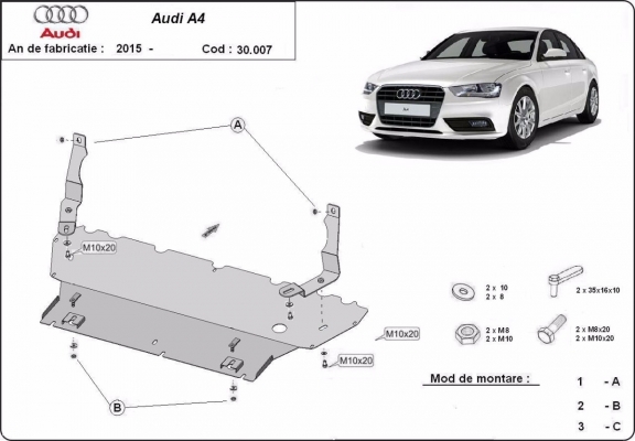 Steel skid plate for Audi A4  B9 All Road