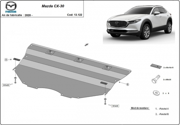 Steel skid plate for Mazda CX-30