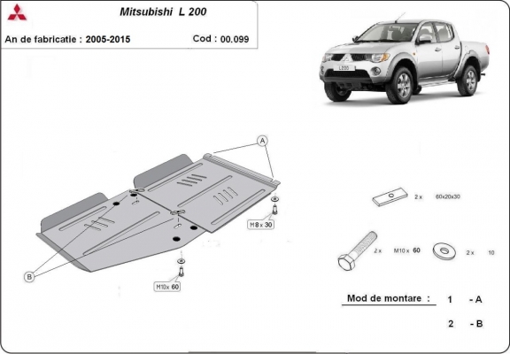 Steel gearbox  skid plate for Mitsubishi L 200