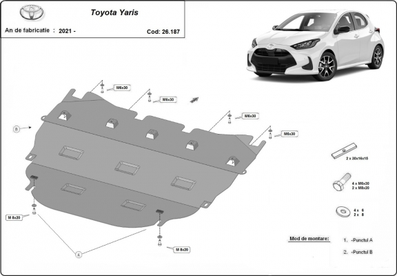 Steel skid plate for Toyota Yaris XP210