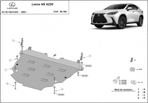Steel skid plate for Lexus NX AZ20