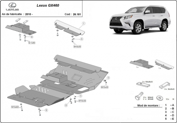 Steel skid plate for Lexus GX460