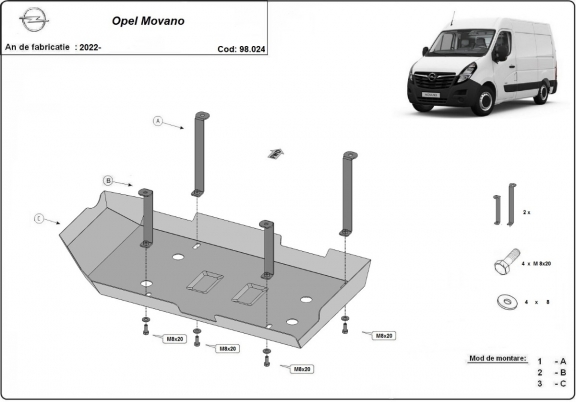 Steel AdBlue tank plate Opel Movano C 