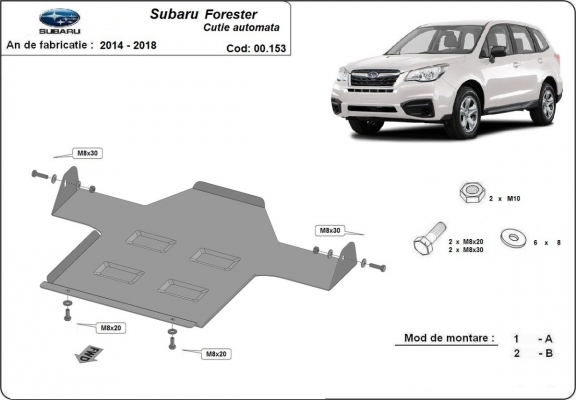 Steel automatic gearbox skid plate for  Subaru Forester 4