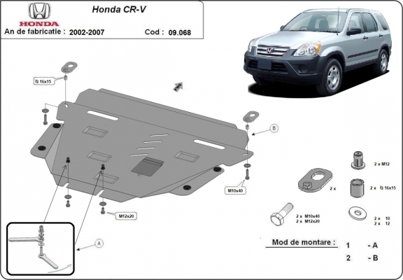 Steel skid plate for Honda CR-V Gen 2