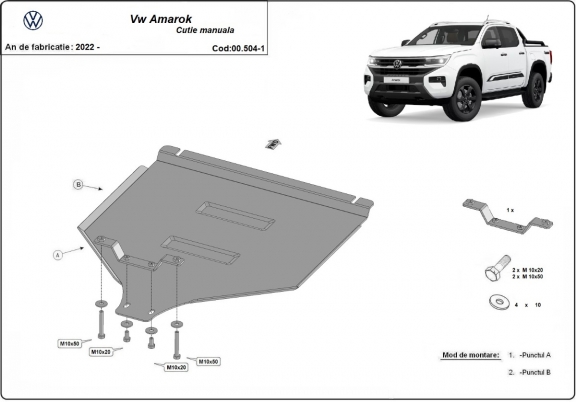Steel manual gearbox skid plate Volkswagen Amarok 2 