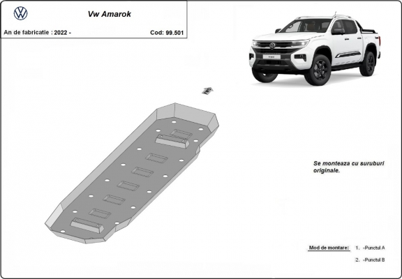 Steel fuel tank skid plate  for Volkswagen Amarok 2 