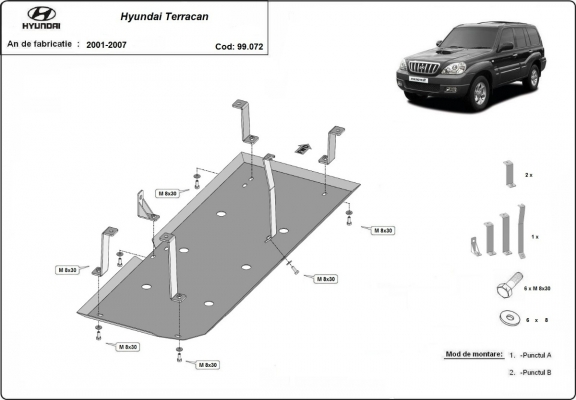 Steel fuel tank skid plate  for Hyundai Terracan