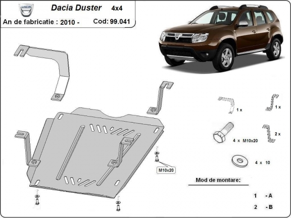 Aluminum fuel tank skid plate  for Dacia Duster