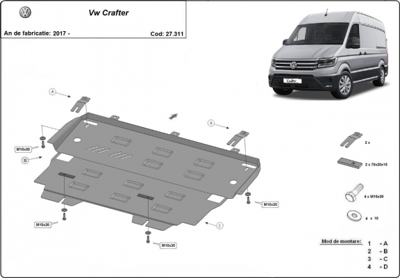 Steel skid plate for Vw Crafter