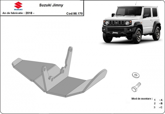 Steel differential skid plate for Suzuki Jimny