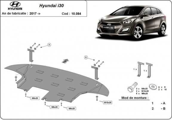 Steel skid plate for Hyundai I30