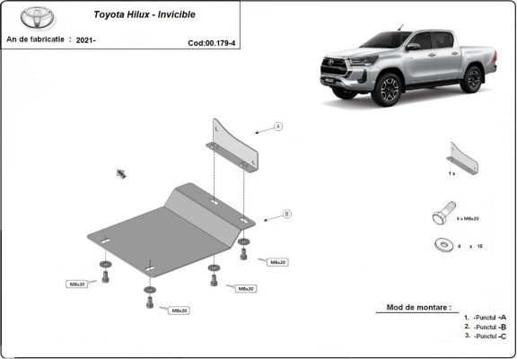 Aluminum DPF sensor skid plate  for Toyota Hilux
