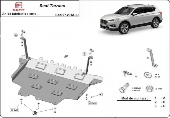 Aluminumskid plate for Seat Tarraco