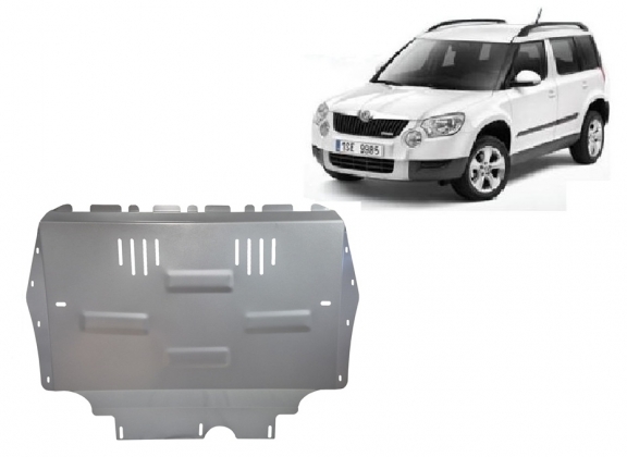 Aluminum skid plate for the protection of the engine and the gearbox for Skoda Yeti
