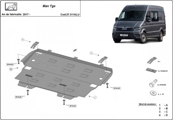 Aluminum  skid plate for MAN Tge