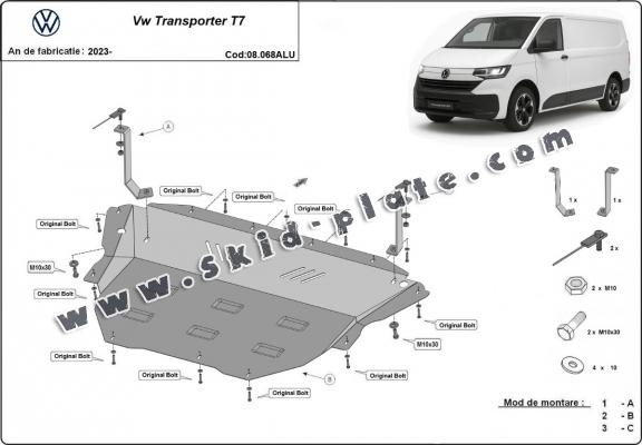 Aluminum skid plate for Volkswagen Transporter T7 Van