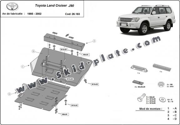 Steel skid plate for Toyota Land Cruiser J90 / J95