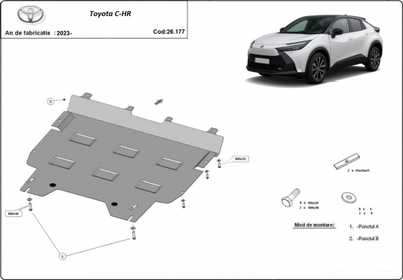 Steel skid plate for Toyota C-HR