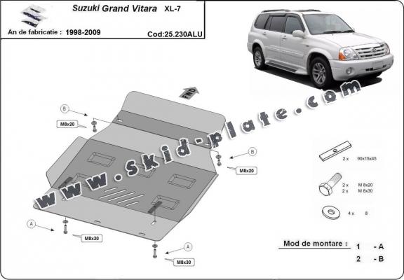 Aluminum skid plate for Suzuki Grand Vitara XL7