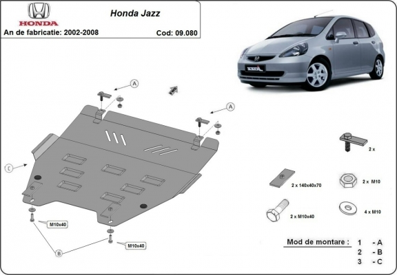 Steel skid plate for Honda Jazz