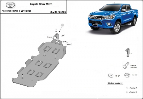 Aluminum fuel tank skid plate  for Toyota Hilux Revo