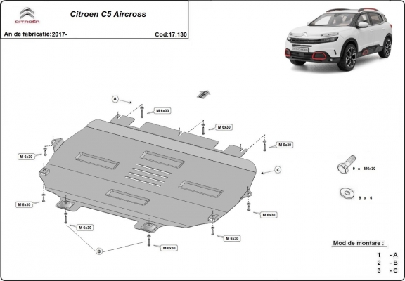 Steel skid plate for Citroen C5 Aircross
